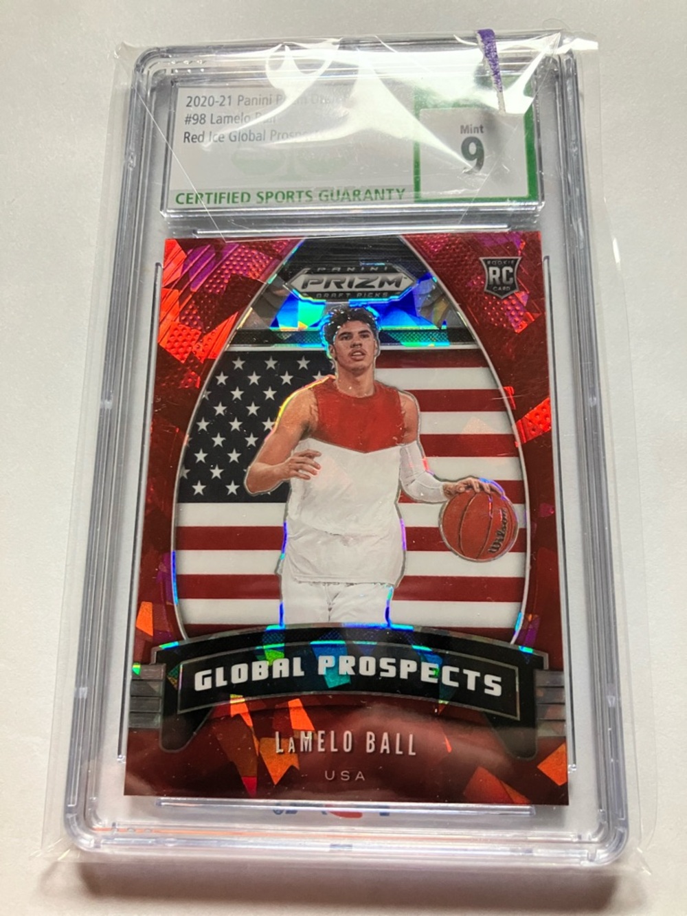 2020 Panini Red White Blue Lamelo Ball Global Prospects Rookie Card RC